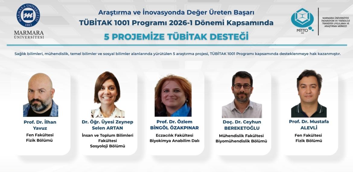Marmara Üniversitesi’nden TÜBİTAK 1001 Başarısı: 5 Projemize Destek!